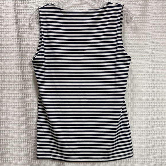 Zara Monochrome Striped Tank Top Navy/white nautical jersey summer Vacay L - Picture 3 of 6